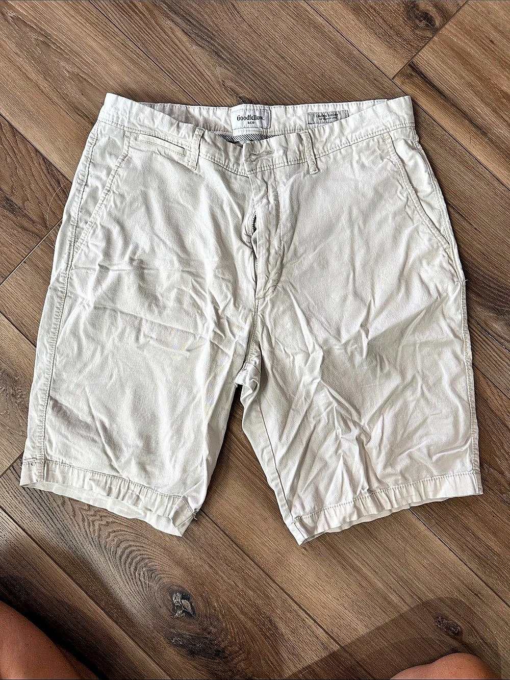 Goodfellow & Co Linden Short 10.5" Inseam Cotton Shorts White Waist 32